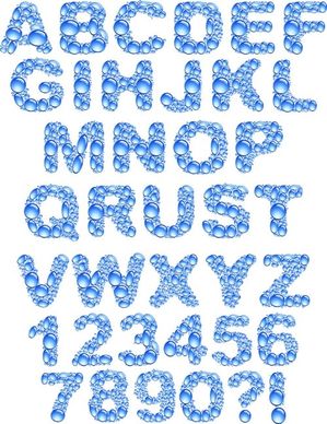 crystal clear water droplets letters vector