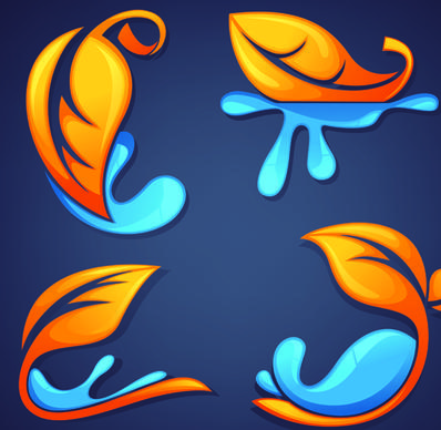 crystal texture leaf logo vector