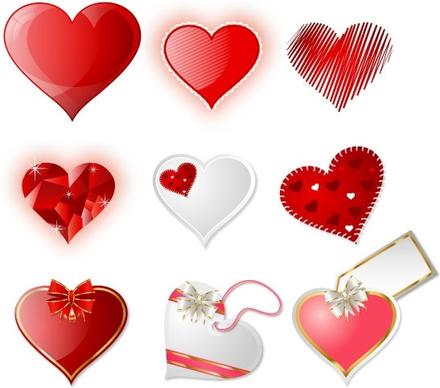 valentines design elements modern decorated hearts sketch