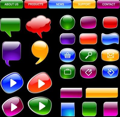 web buttons templates shiny modern colorful shapes
