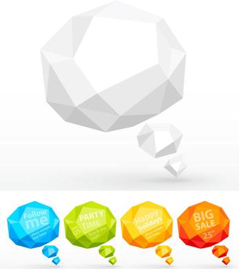cube origami speech bubbles vector