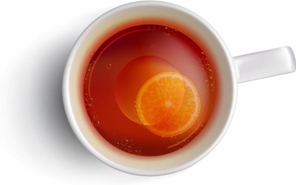 Cup of tea with a slice of lemon