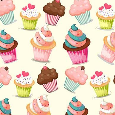 cupcake cute vector seamless pattern
