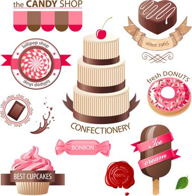 cupcakes labels with sweet vector