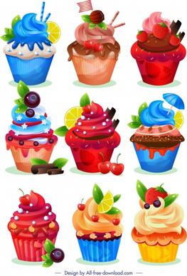 cupcakes templates collection colorful modern fruity chocolate decor