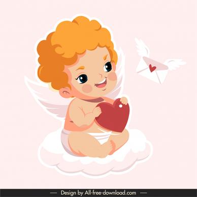 cupid icon cute winged boy sketch cartoon character