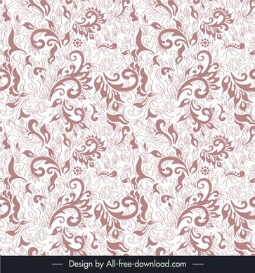 curtain motif template retro damask flower pattern ornate