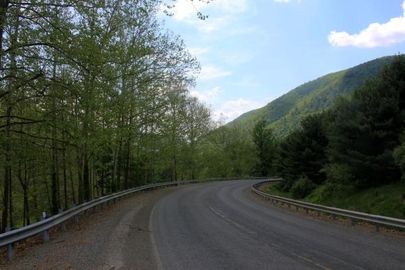 curving roadway at sinnemahoning state park pennsylvania