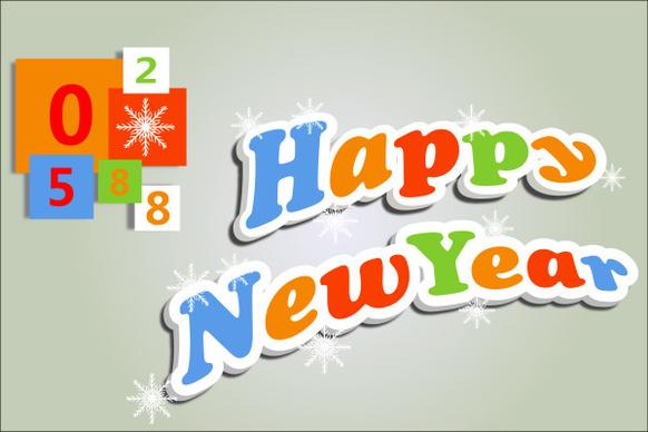 cute 3d happy new year text design vector