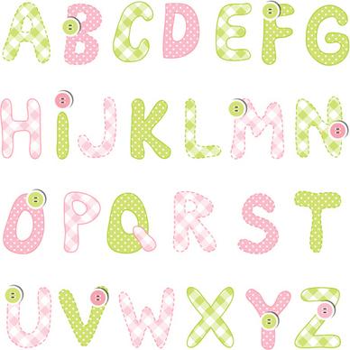 cute alphabet with button vector