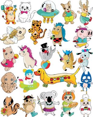 animal icons cute stylized cartoon characters
