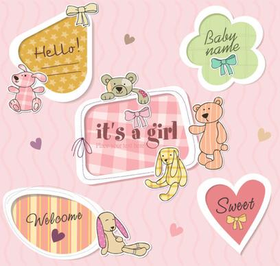 cute baby frames with text label vector