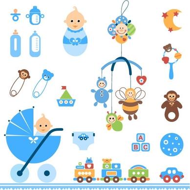 cute baby toys vector