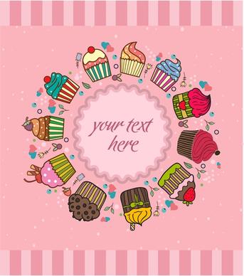 cute background design with cupcakes illustration