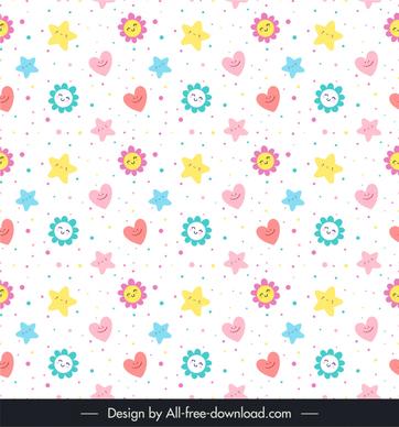 cute background template heart star flower stylization