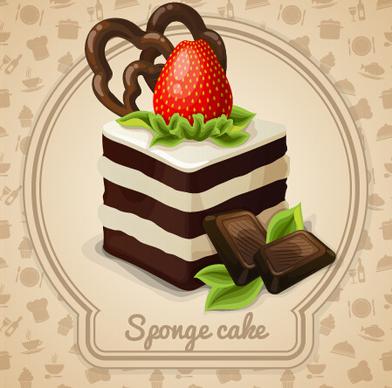 cute cake card design vectors
