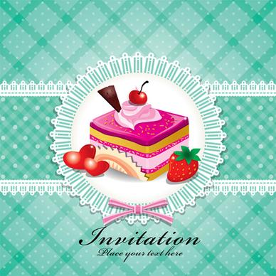 cute cake cards design elements vector