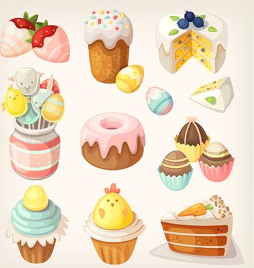 cute cake with sweets vector