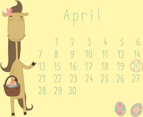 cute cartoon april calendar design vector