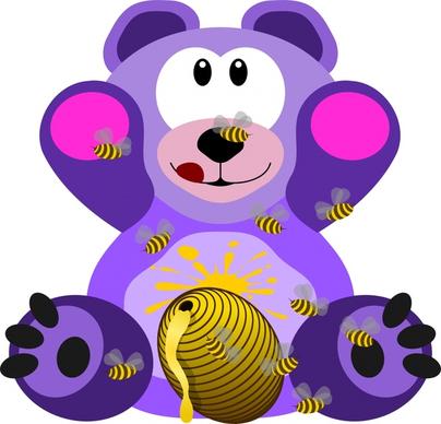 cute cartoon bear with honey drawing illustration