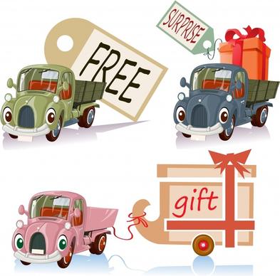 gift tag templates cute stylized cars sketch