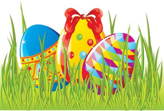 easter background shiny modern colorful eggs grass decor