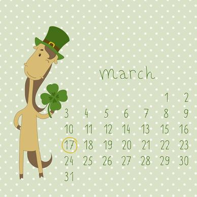 cute cartoon march calendar design vector