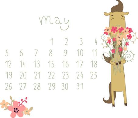 cute cartoon may calendar design vector