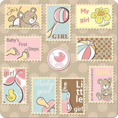 baby shower stamps templates cute classic design