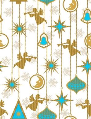 christmas card background template repeating flat decorated elements