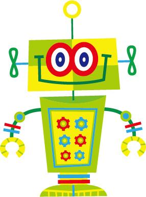cute cartoon robot colored vector set
