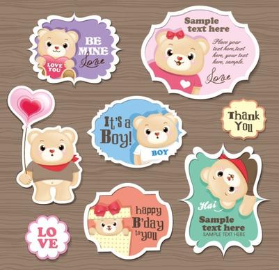 cute cartoon stickers 03 vector