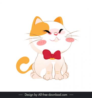 cute cat icon classic handdrawn cartoon outline 