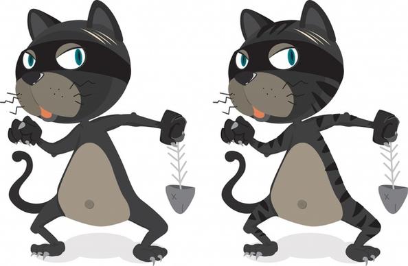 cat icons cartoon character sketch mockup design