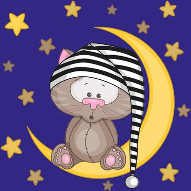cute cat with moon and star vector