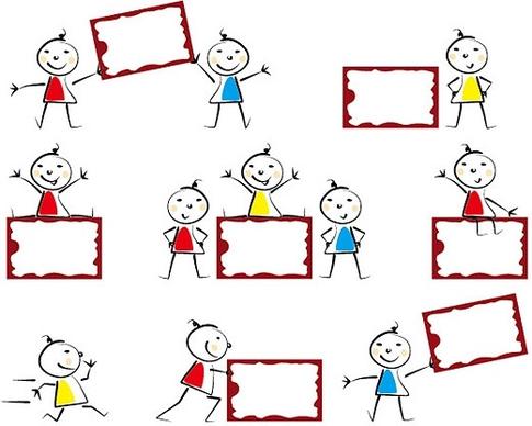 cute child with bulletin board vector