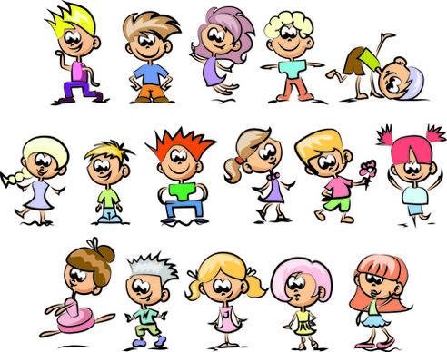cute children cartoon styles vector