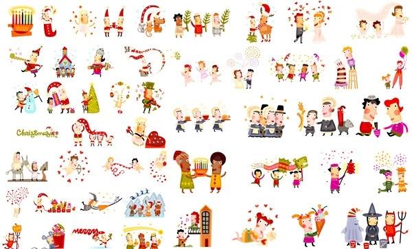 cute christmas characters vector