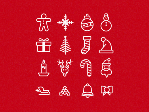 cute christmas icons vector set