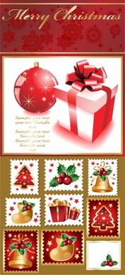 cute christmas stamps vector