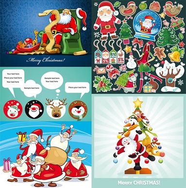 christmas background templates cute cartoon characters decor