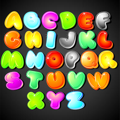 cute colorful alphabet vector set
