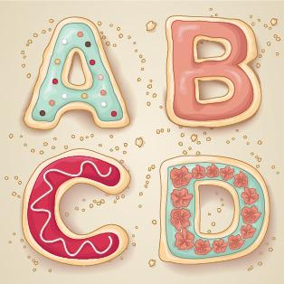 cute cookies alphabet vector