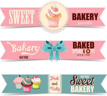 cute cupcake banners vectors