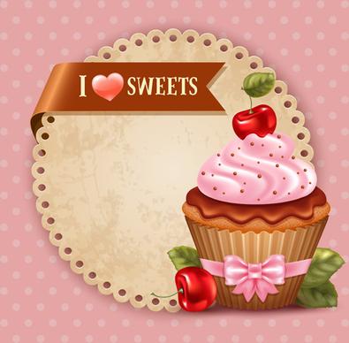 cute cupcakes vector invitation cards