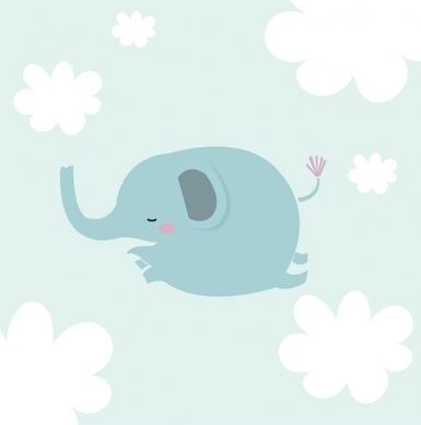 cute elephant drawing blue fat sketch