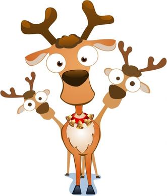 christmas reindeer icons cute funny cartoon sketch