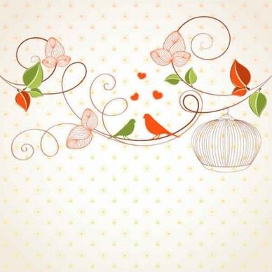 cute floral art background vector