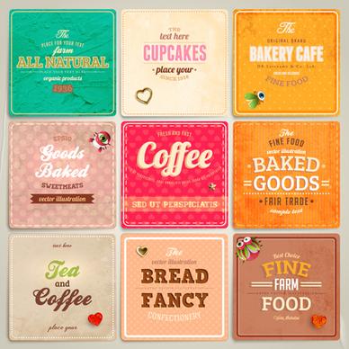 cute food labels design vector