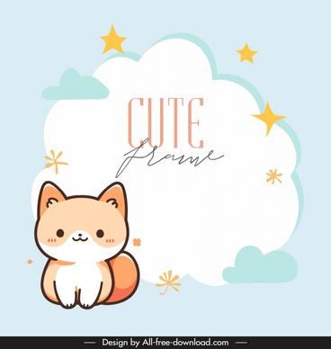 cute frame design elements flat cute cartoon fox stars cloud